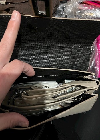 Bej Deri Kadın El Çantası Tokalı - Görsel 2