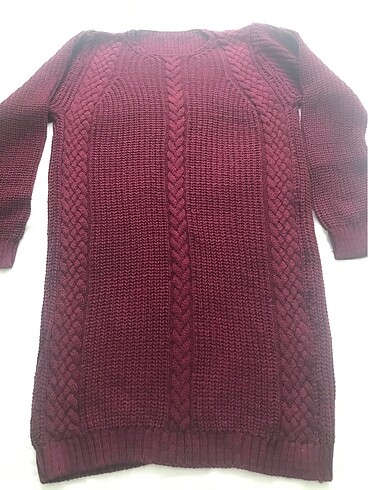 Bordo triko tunik elbise