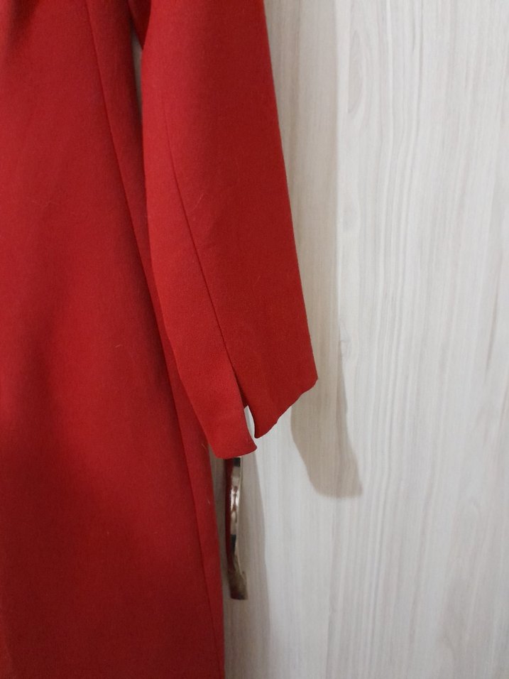 Kırmızı V Yaka elbise - Görsel 5