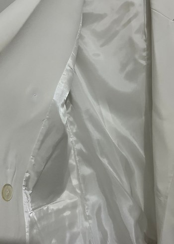 Düğmeli Beyaz Kadın Blazer Ceket - Görsel 3