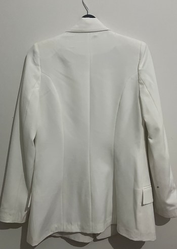 Düğmeli Beyaz Kadın Blazer Ceket - Görsel 4