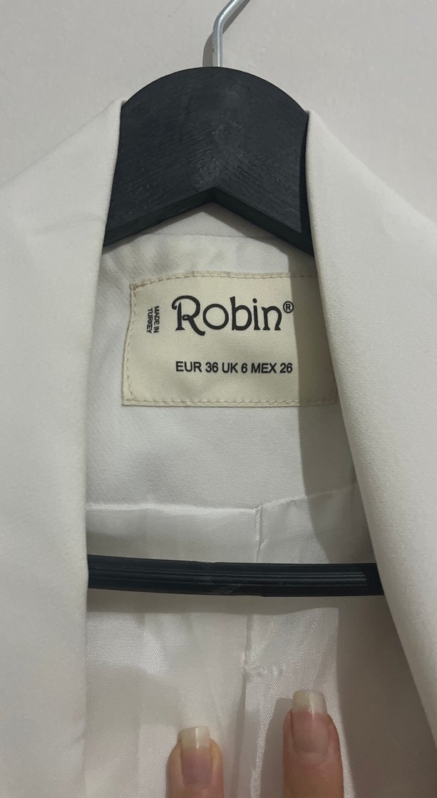 Düğmeli Beyaz Kadın Blazer Ceket - Görsel 2