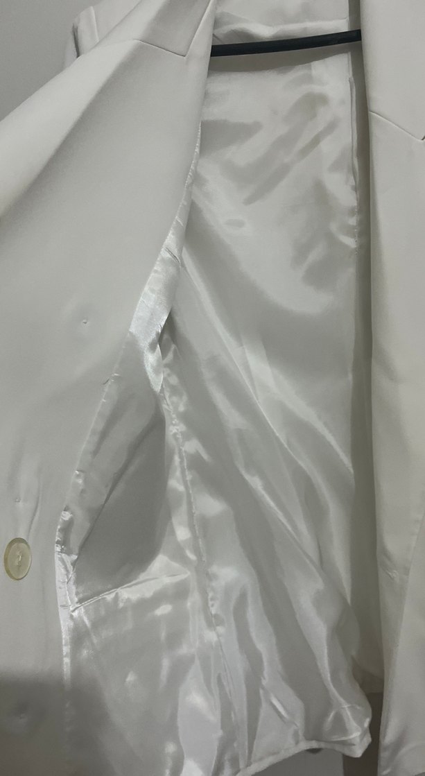 Düğmeli Beyaz Kadın Blazer Ceket - Görsel 3