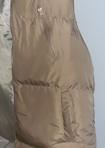 Bej Kapüşonlu Kadın Şişme Yelek - Görsel 3