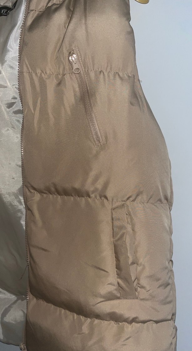 Bej Kapüşonlu Kadın Şişme Yelek - Görsel 3