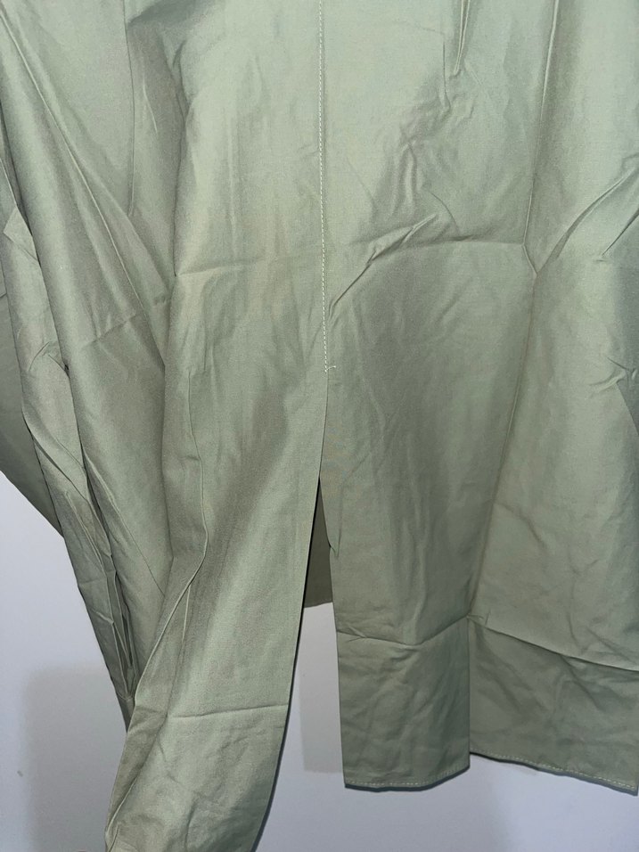 Düğmeli Salaş Kesim Kadın Keten Gömlek - Görsel 4