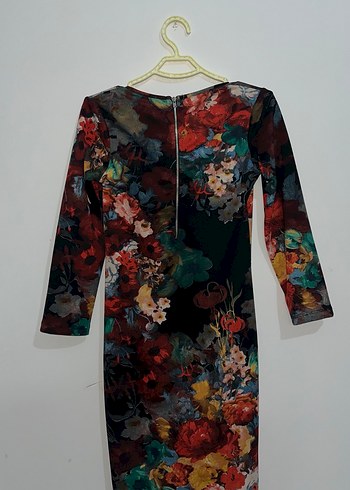 Uzun Kollu Çiçek Desenli Bohem Elbise - Görsel 3