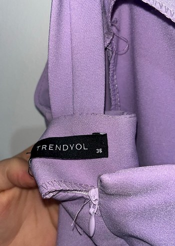 Mor Mini Elbise, Drapeli, İnce Askılı - Görsel 5