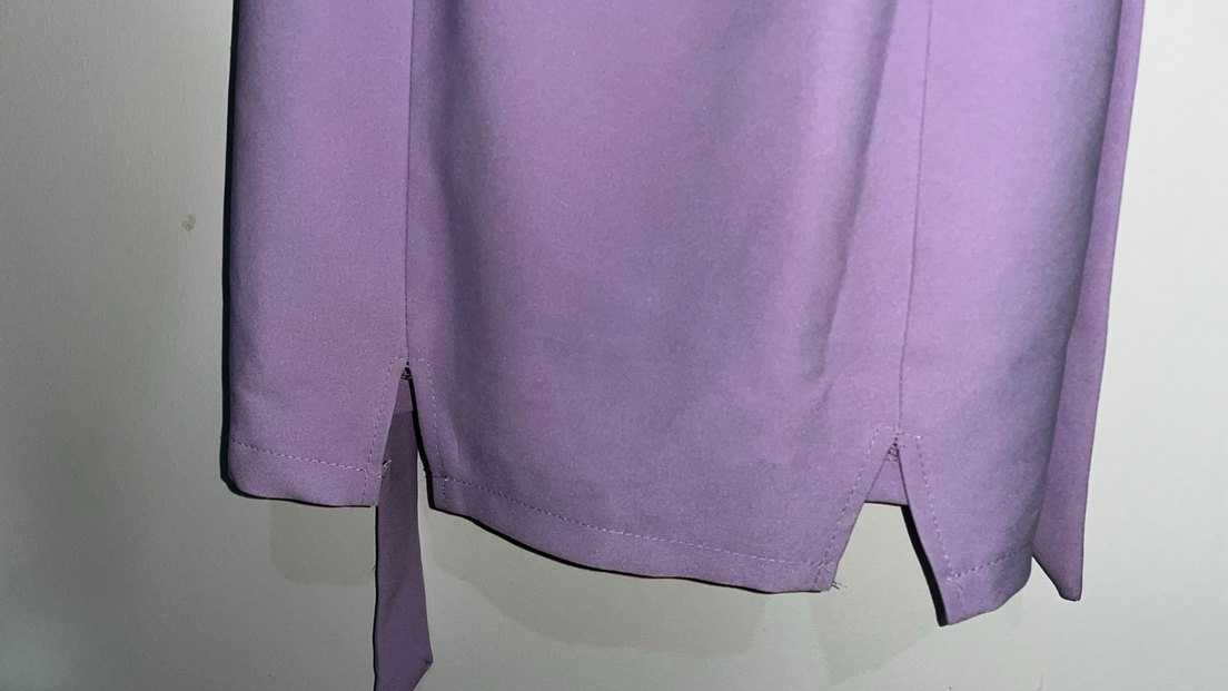 Mor Mini Elbise, Drapeli, İnce Askılı - Görsel 2