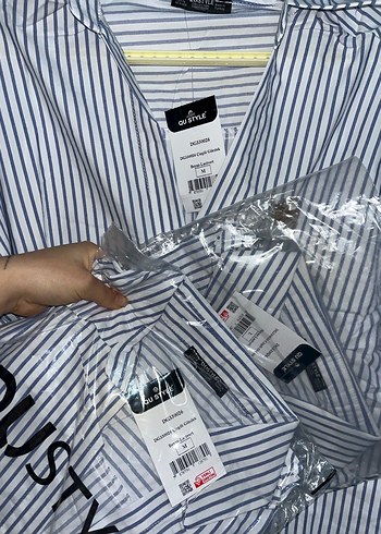 Mavi Çizgili Kadın Gömlek - Görsel 6