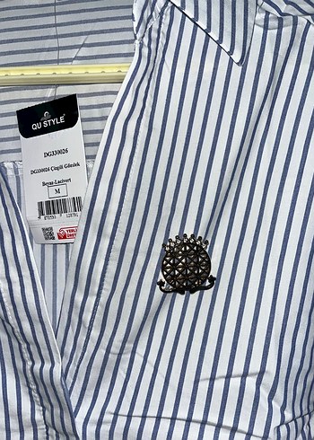 Mavi Çizgili Kadın Gömlek - Görsel 3
