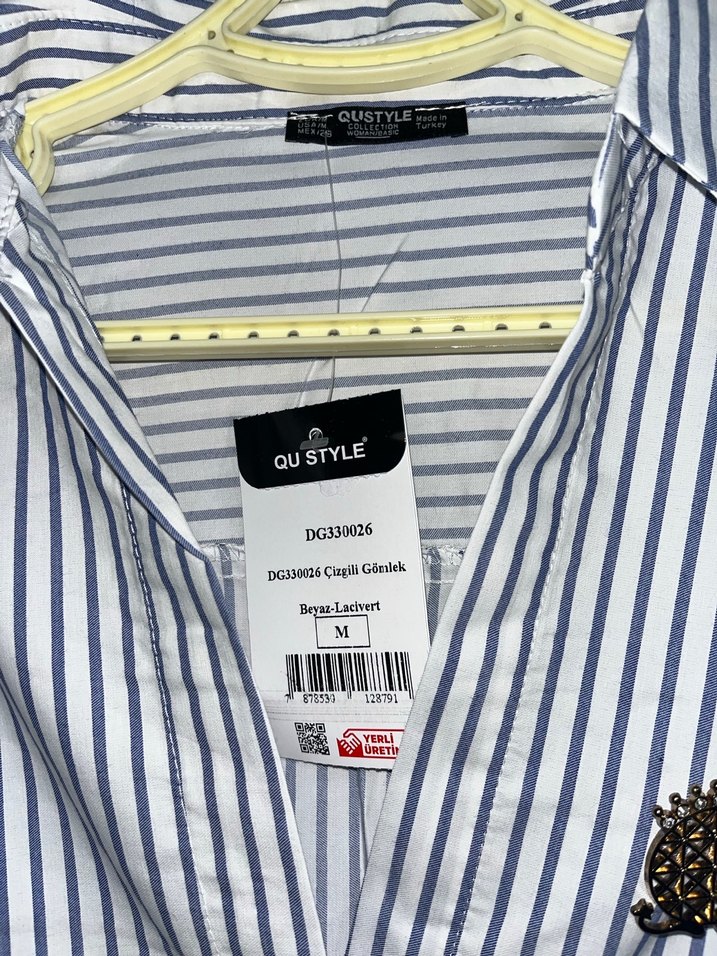 Mavi Çizgili Kadın Gömlek - Görsel 2