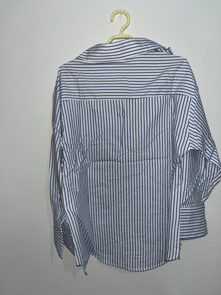 Mavi Çizgili Kadın Gömlek - Görsel 5