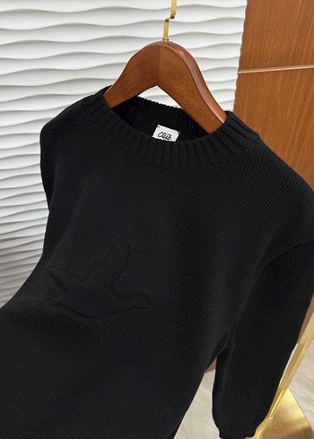 Siyah Nakışlı Erkek Triko Kazak S-M-Xl - Görsel 3