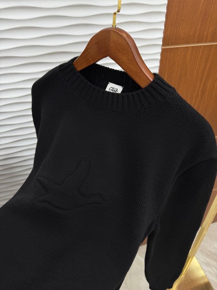 Siyah Nakışlı Erkek Triko Kazak S-M-Xl - Görsel 3