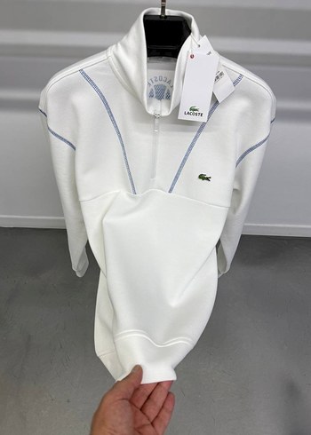 Lacoste Beyaz Fermuarlı Sweatshirt - Görsel 2
