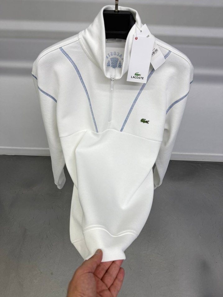 Lacoste Beyaz Fermuarlı Sweatshirt - Görsel 2