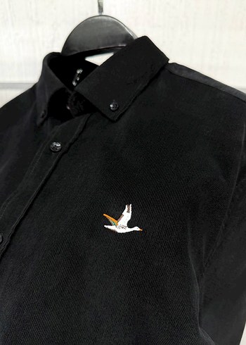 Siyah Düğmeli Erkek Uzun Kollu Gömlek - Görsel 2