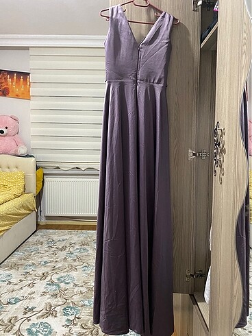 36 Beden Saten Lila Elbise