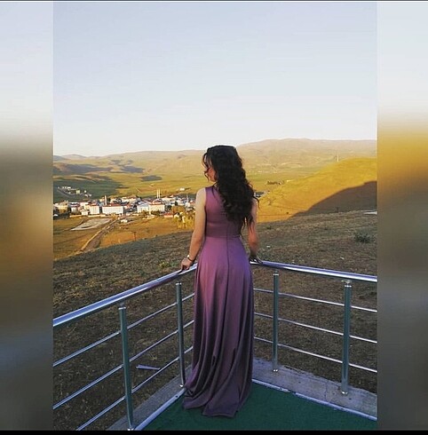 Saten Lila Elbise