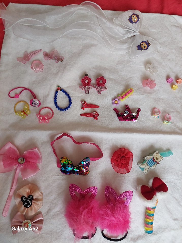 Renkli Desenli Çocuk Saç Tokaları ve Kurdeleler - Görsel 3