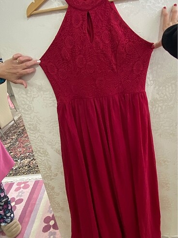 xl Beden bordo Renk Bordo Uzun Elbise