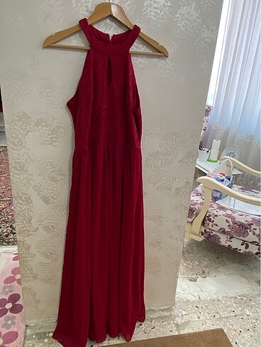 xl Beden Bordo Uzun Elbise