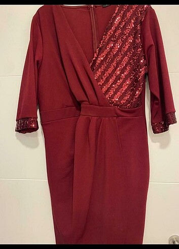 50 Beden bordo Renk Gece elbisesi