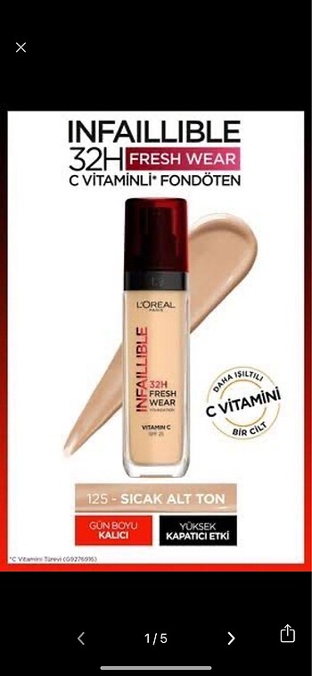 loreal infallible fondöten 32h 125