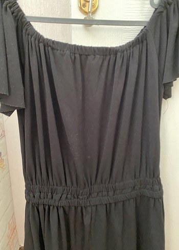 Mango Siyah Midi Boy Drapeli Kısa Kollu Tulum - Görsel 3