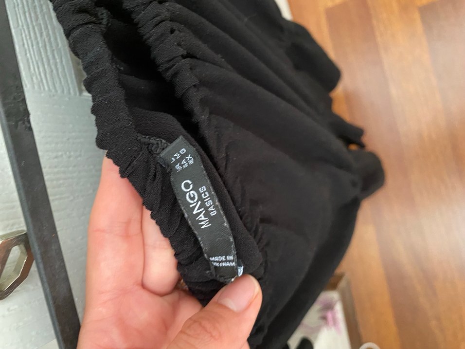 Mango Siyah Midi Boy Drapeli Kısa Kollu Tulum - Görsel 2