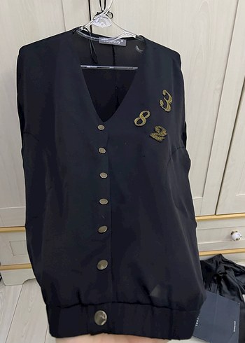 Düğmeli Siyah Kadın Midi Ceket - Görsel 2