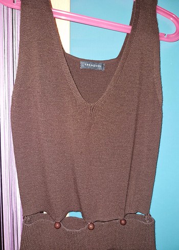 Kahverengi Düğme Detaylı Alt Üst Triko Takım - Görsel 4