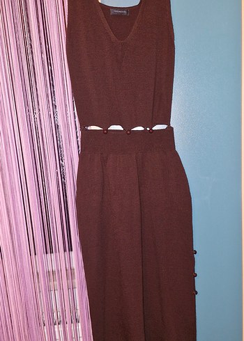 Kahverengi Düğme Detaylı Alt Üst Triko Takım - Görsel 2