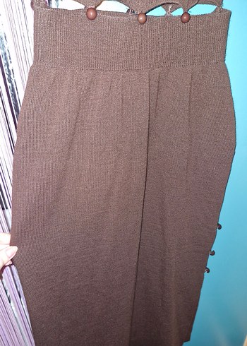 Kahverengi Düğme Detaylı Alt Üst Triko Takım - Görsel 3