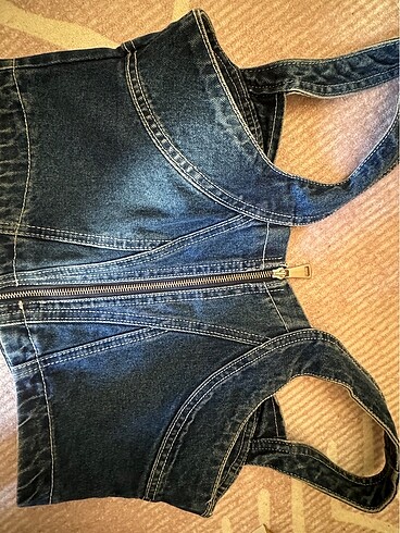 40 Beden Sagaza denim crop büstiyer