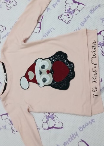 Kız Çocuk Yılbaşı Desenli Tişört Tayt - Görsel 4