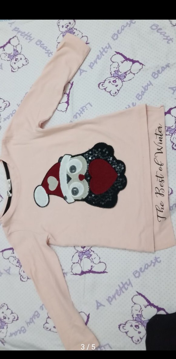 Kız Çocuk Yılbaşı Desenli Tişört Tayt - Görsel 4