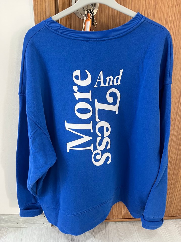 Kadın Mavi Baskılı Oversize Sweatshirt - Görsel 5