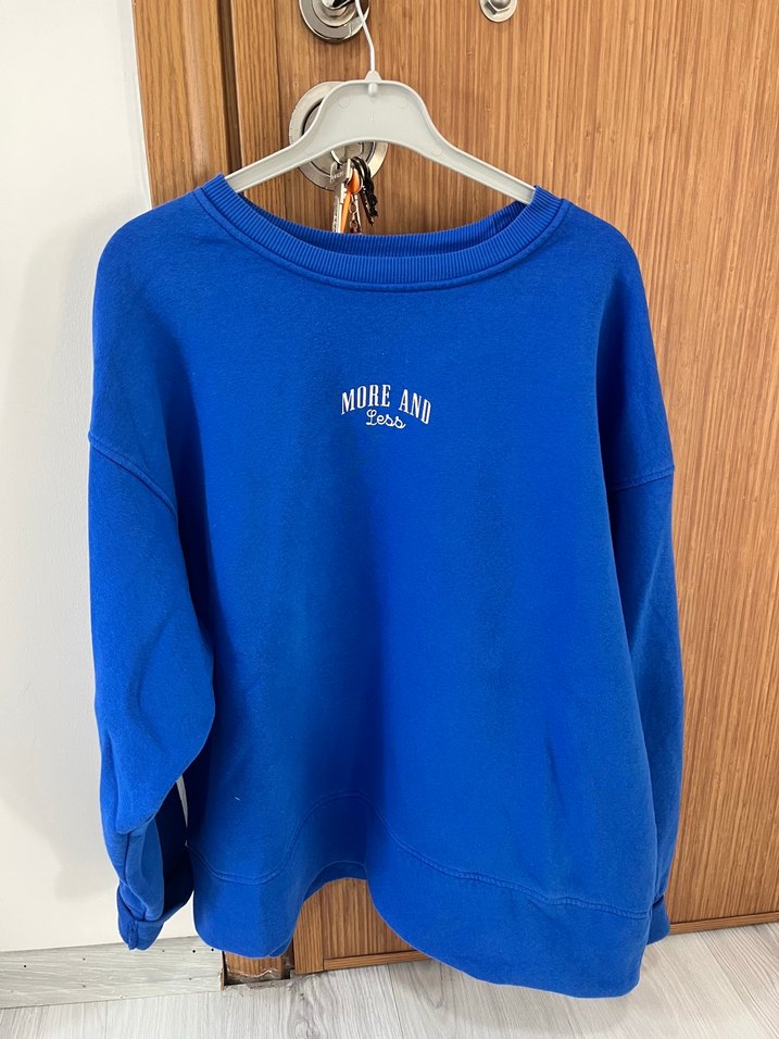 Kadın Mavi Baskılı Oversize Sweatshirt - Görsel 3