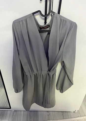 Diğer Kadın Gri Midi Kemerli Trench Coat