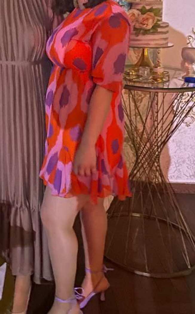 Pembe Bağlama Desenli Mini Elbise - Görsel 2