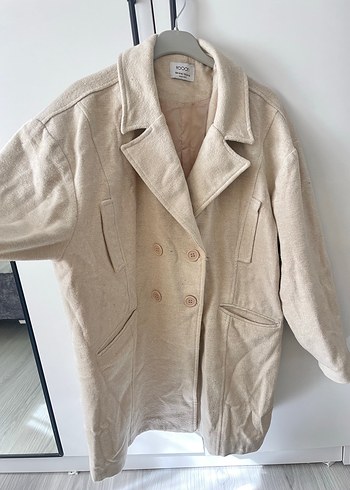 Bej Kadın Keten Midi Ceket Kaban - Görsel 2