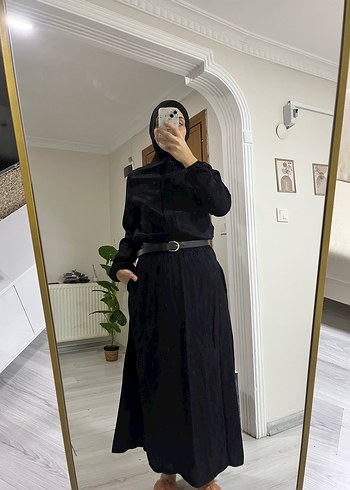 Siyah Uzun Kollu Salaş Siyah Etek Takım - Görsel 3