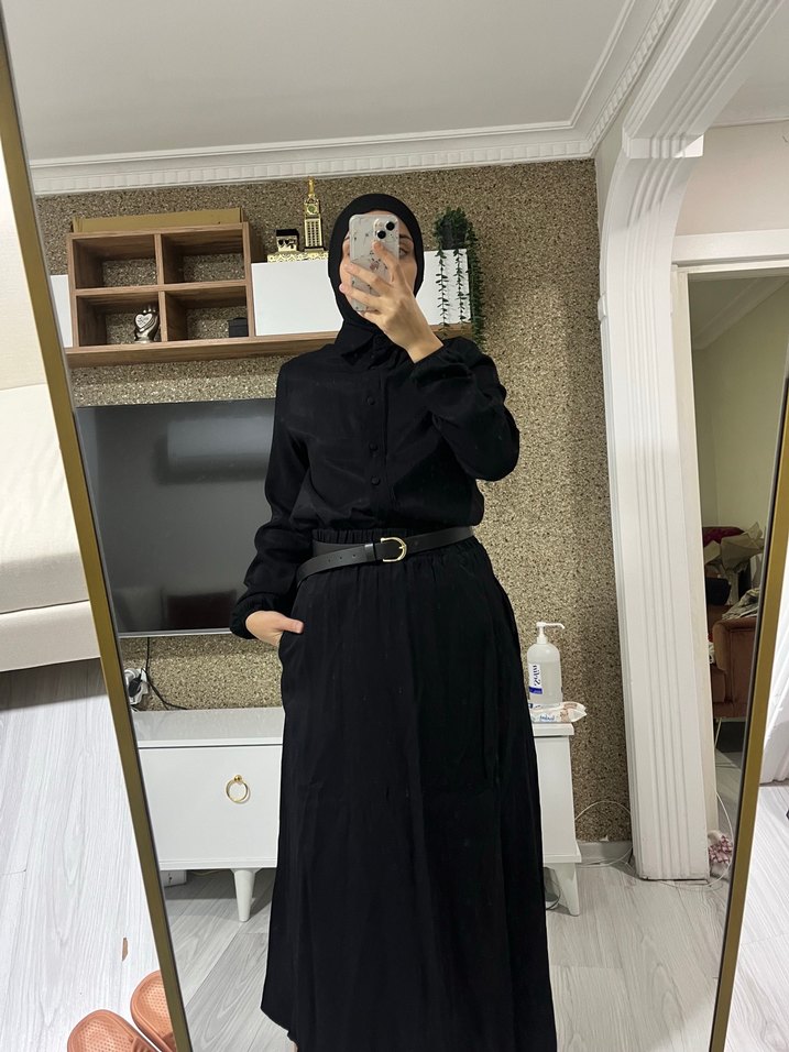 Siyah Uzun Kollu Salaş Siyah Etek Takım - Görsel 2