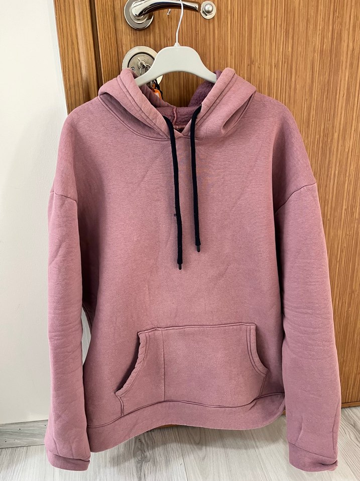 Pembe Kapüşonlu Rahat Kesim Sweatshirt - Görsel 3