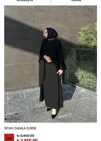 Siyah Drapeli Uzun Kol Elbise