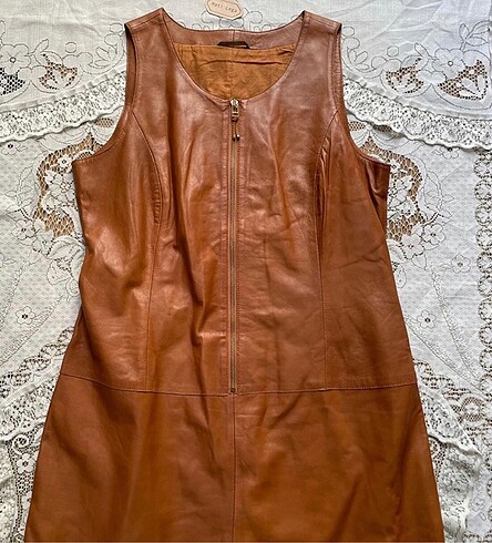 38 Beden kahverengi Renk Massimo Dutti deri elbise