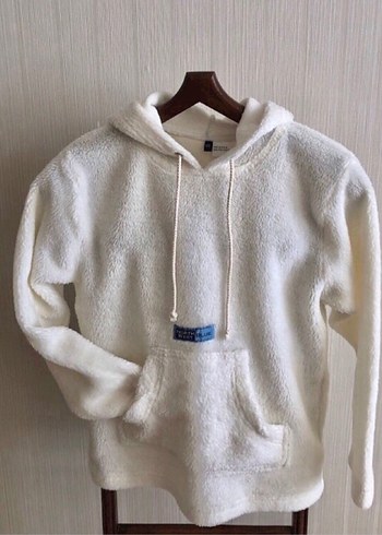 North West Beyaz Kapüşonlu Kadın Peluş sweatshirt - Görsel 2