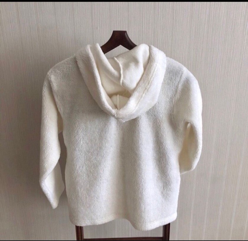 North West Beyaz Kapüşonlu Kadın Peluş sweatshirt - Görsel 3